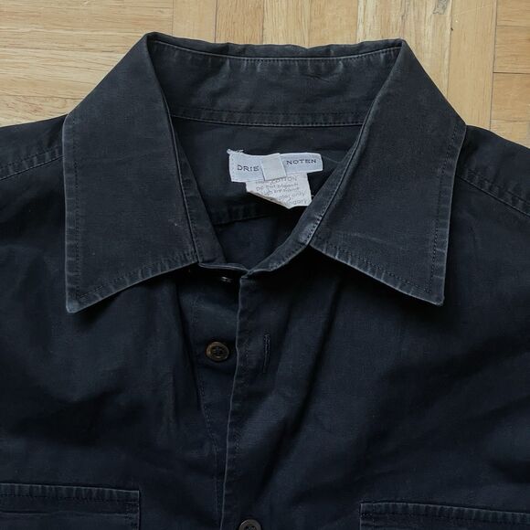 DRIES VAN NOTEN Button Down Shirt Men Size Small 46 Black Cotton Long Sleeve - Picture 3 of 10